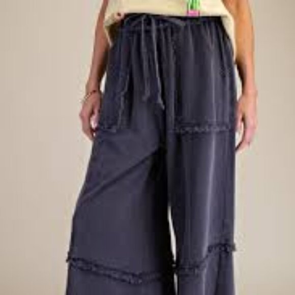 NWT: Easel Drawstring Wide Leg Terry Knit Pants - Picture 2 of 7